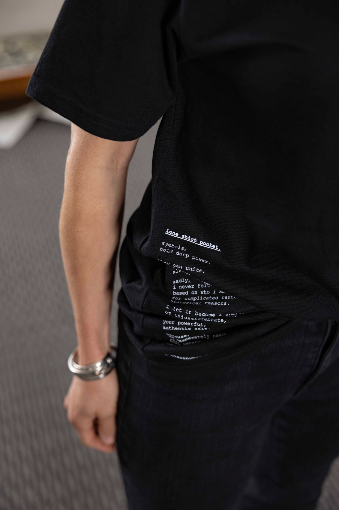 "lone shirt pocket. (throwback.)" - ps63L - unisex. - sz S.